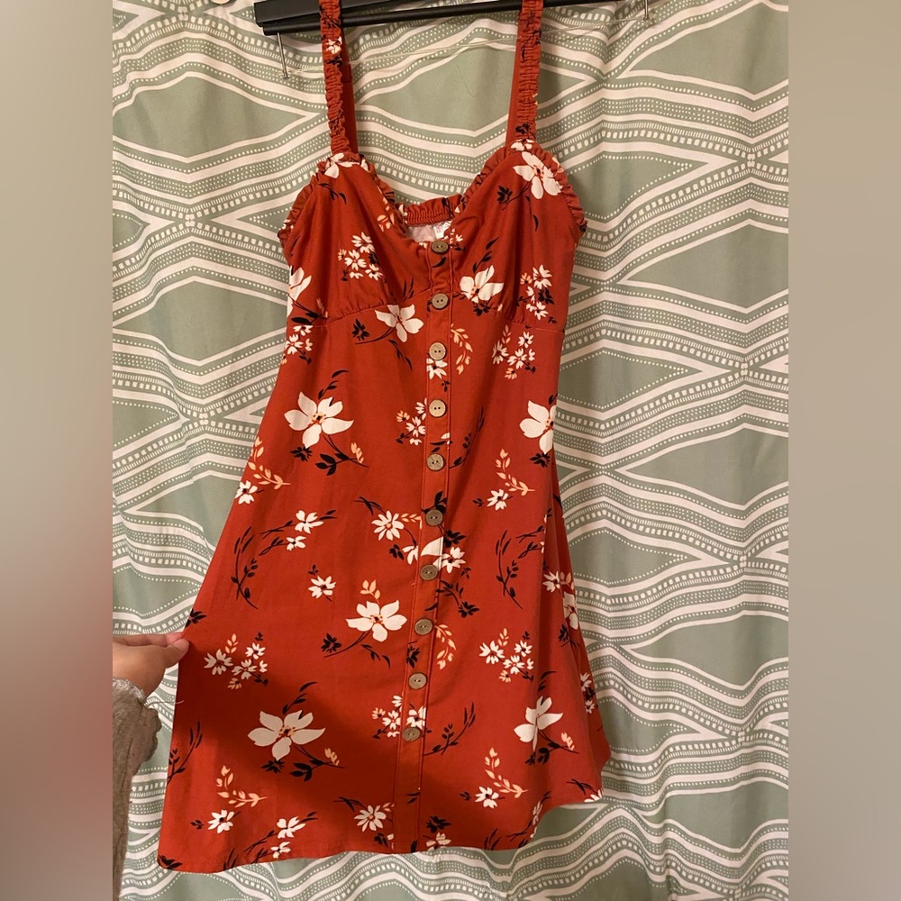 No Boundaries Floral Button-Down Dress - Orange and White